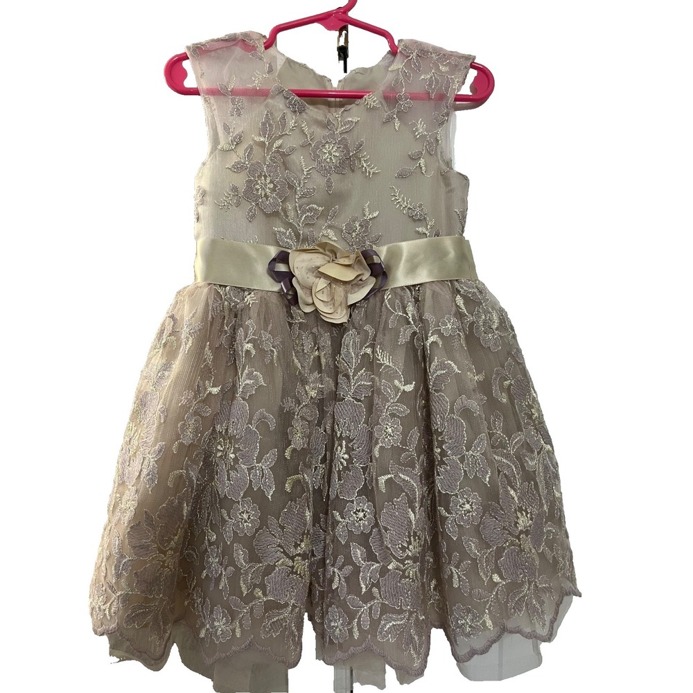 Bonnie Jean beige dress for little girl size 3T / formal dress